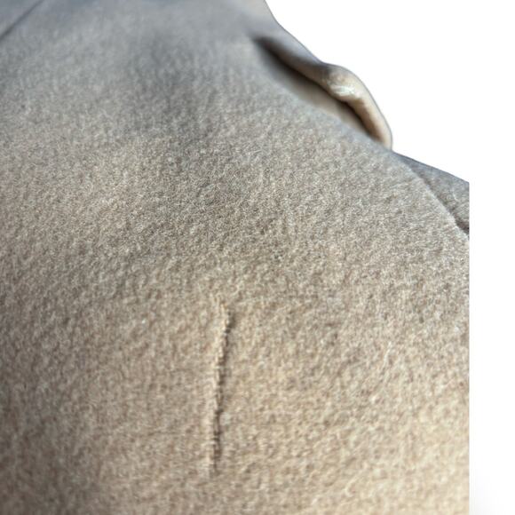 Vintage Camel Wool Coat Faux Fur Collar Cuffs Long Double Breasted 16P Petite - Picture 8 of 15